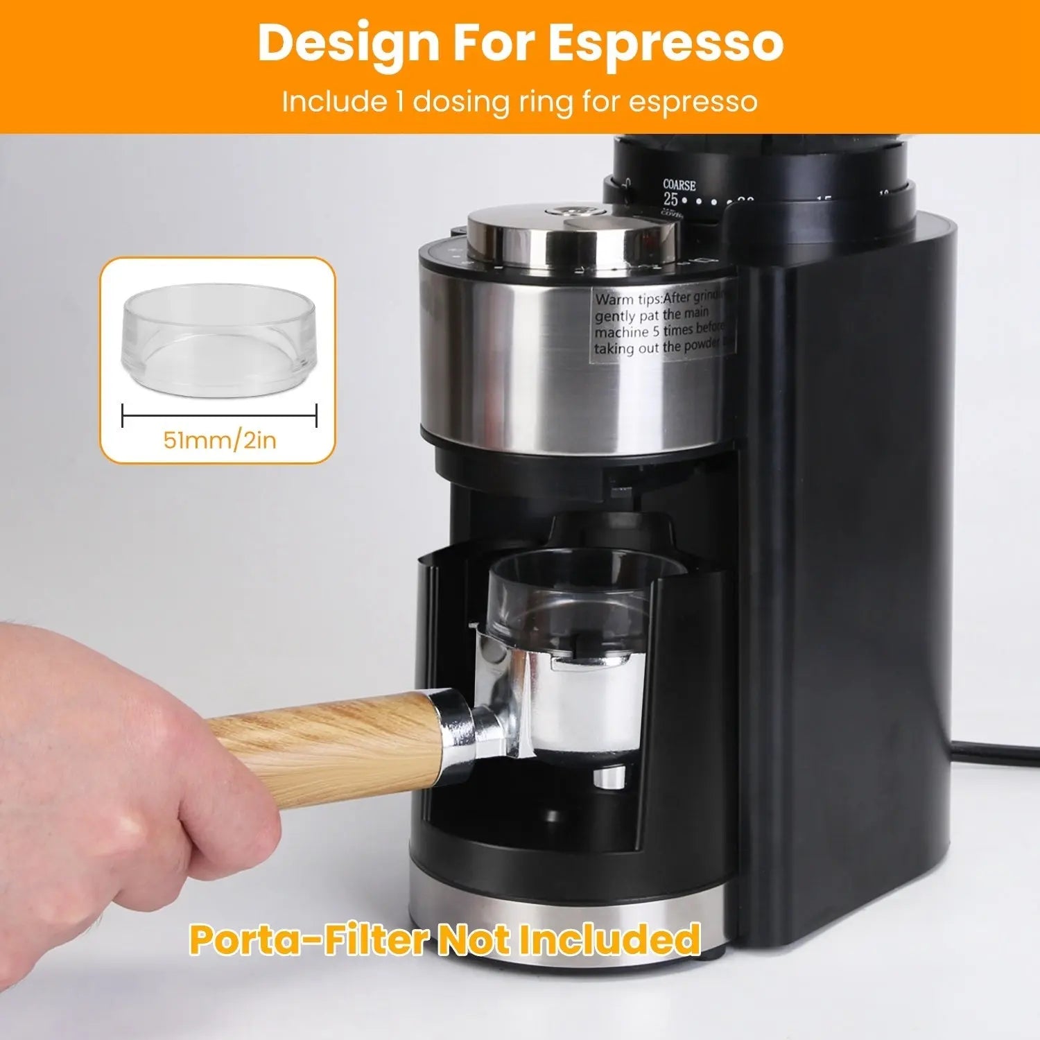 Conical Burr Coffee Grinder Electric Coffee Bean Grinder with 25 Grind Settings 12 Cups Selection for Drip/Percolator/French Press/Espresso/Cold Brew/Pour Over Doba