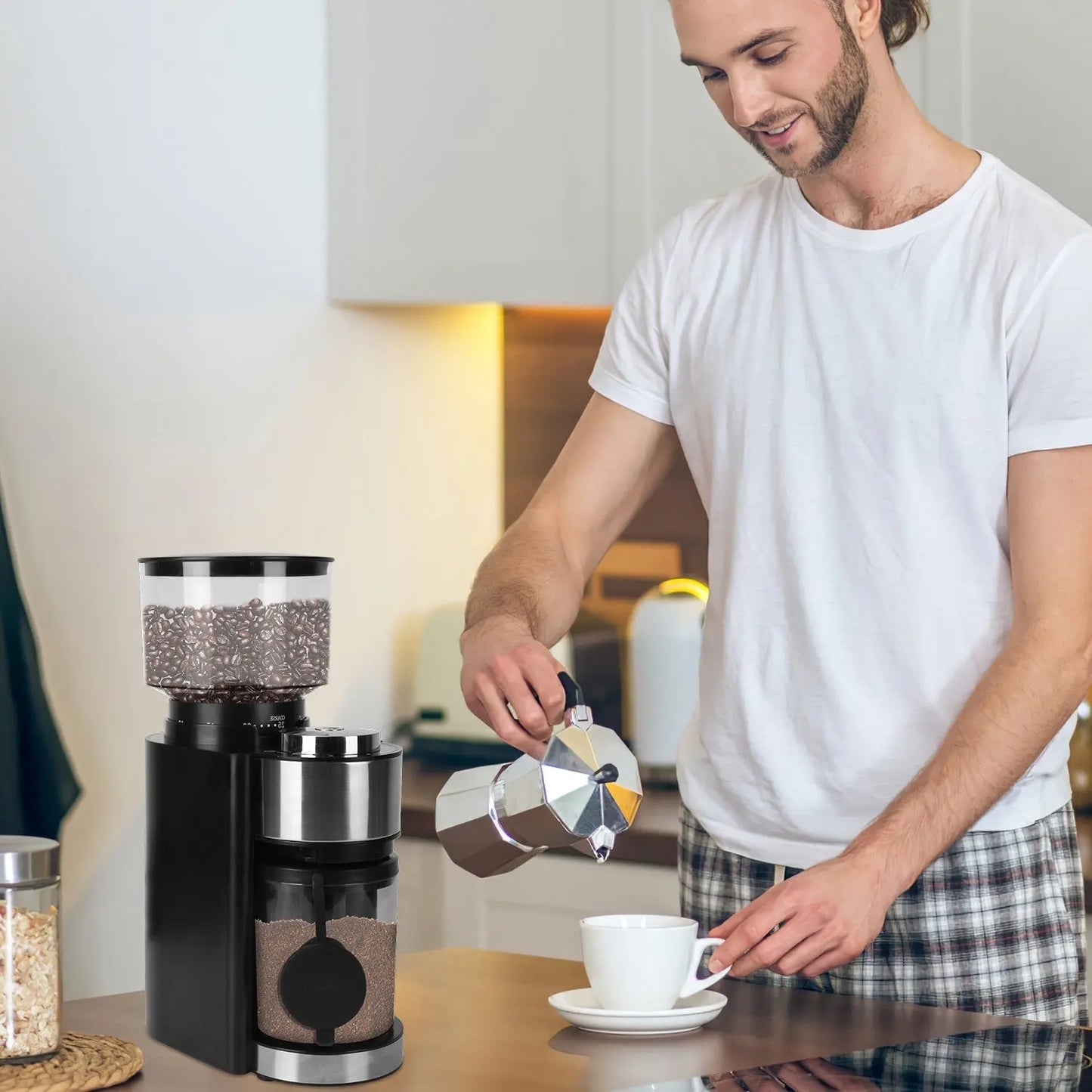 Conical Burr Coffee Grinder Electric Coffee Bean Grinder with 25 Grind Settings 12 Cups Selection for Drip/Percolator/French Press/Espresso/Cold Brew/Pour Over Doba