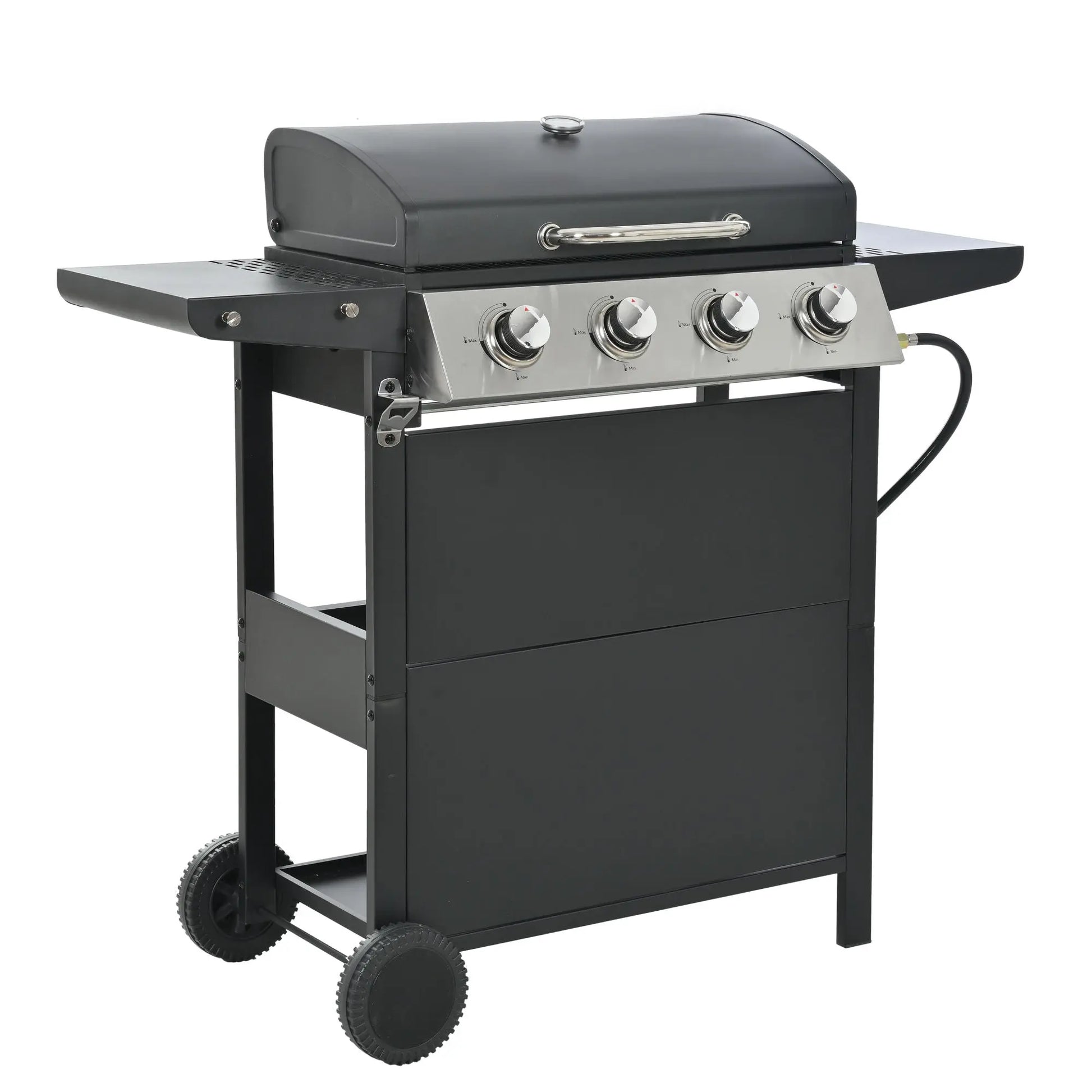 Propane Grill 4 Burner Barbecue Grill Stainless Steel Gas Grill, 34300 BTU Gas Grill, with Porcelain Enamel Wire Cooking Grates Doba