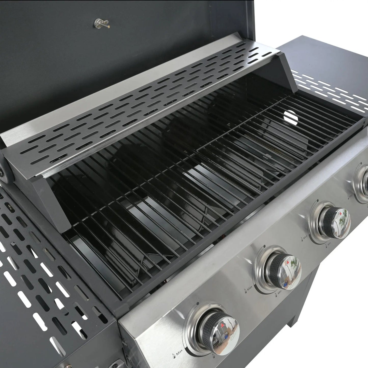 Propane Grill 4 Burner Barbecue Grill Stainless Steel Gas Grill, 34300 BTU Gas Grill, with Porcelain Enamel Wire Cooking Grates Doba