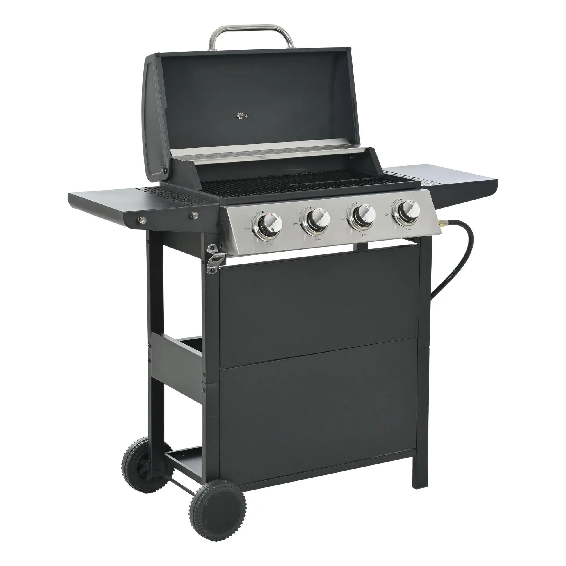 Propane Grill 4 Burner Barbecue Grill Stainless Steel Gas Grill, 34300 BTU Gas Grill, with Porcelain Enamel Wire Cooking Grates Doba