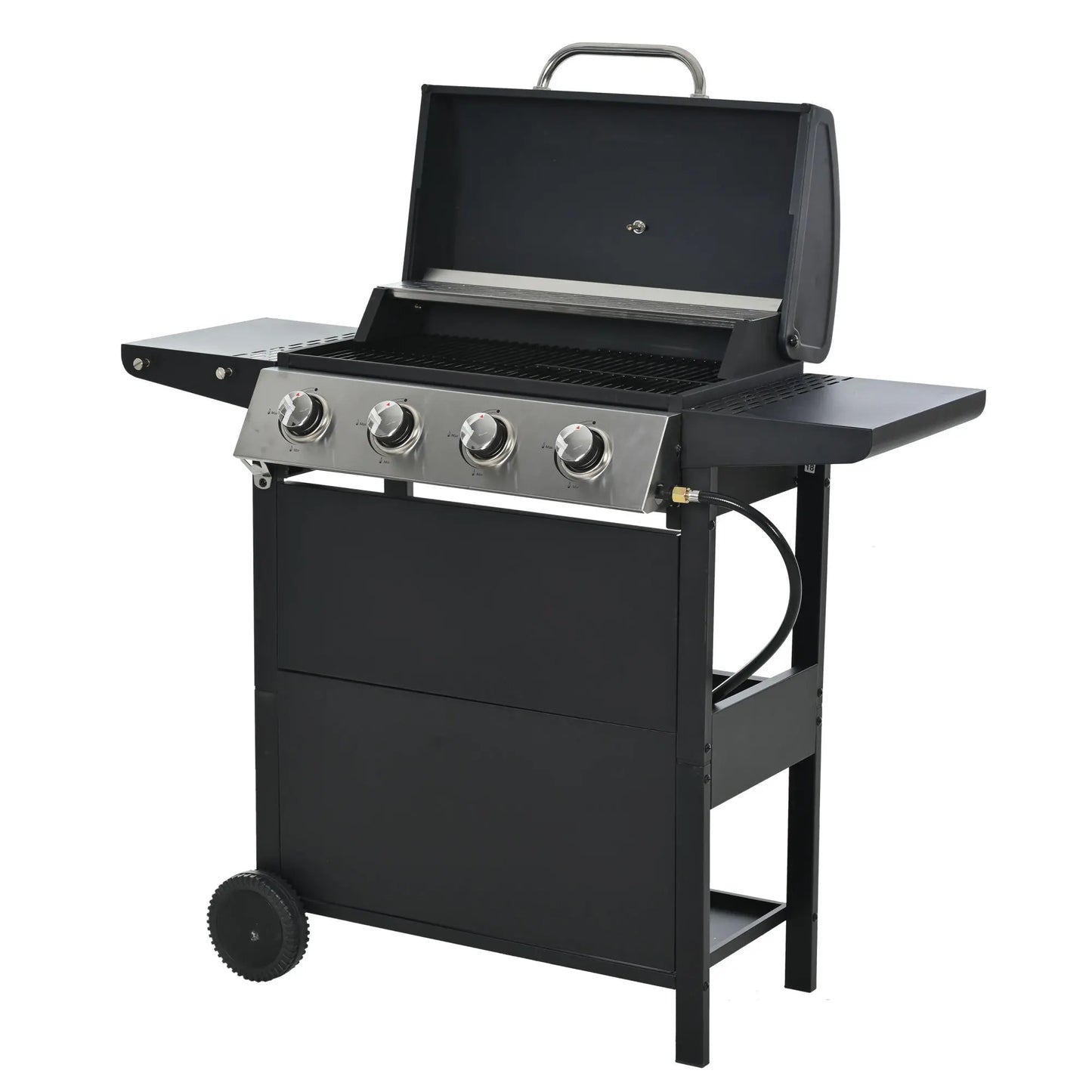 Propane Grill 4 Burner Barbecue Grill Stainless Steel Gas Grill, 34300 BTU Gas Grill, with Porcelain Enamel Wire Cooking Grates Doba