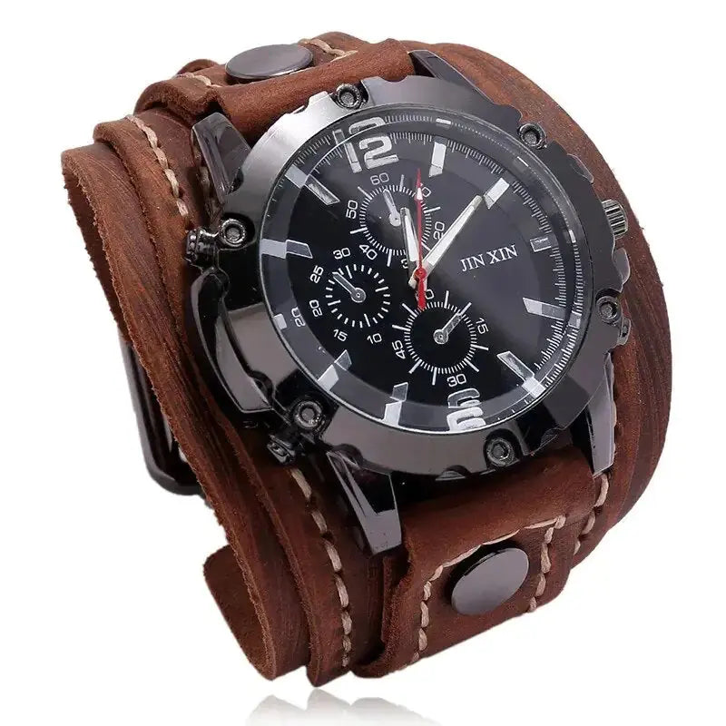 Quartz Jin Xin Watches for Men with Leather Band, 44mm American Roasting Company