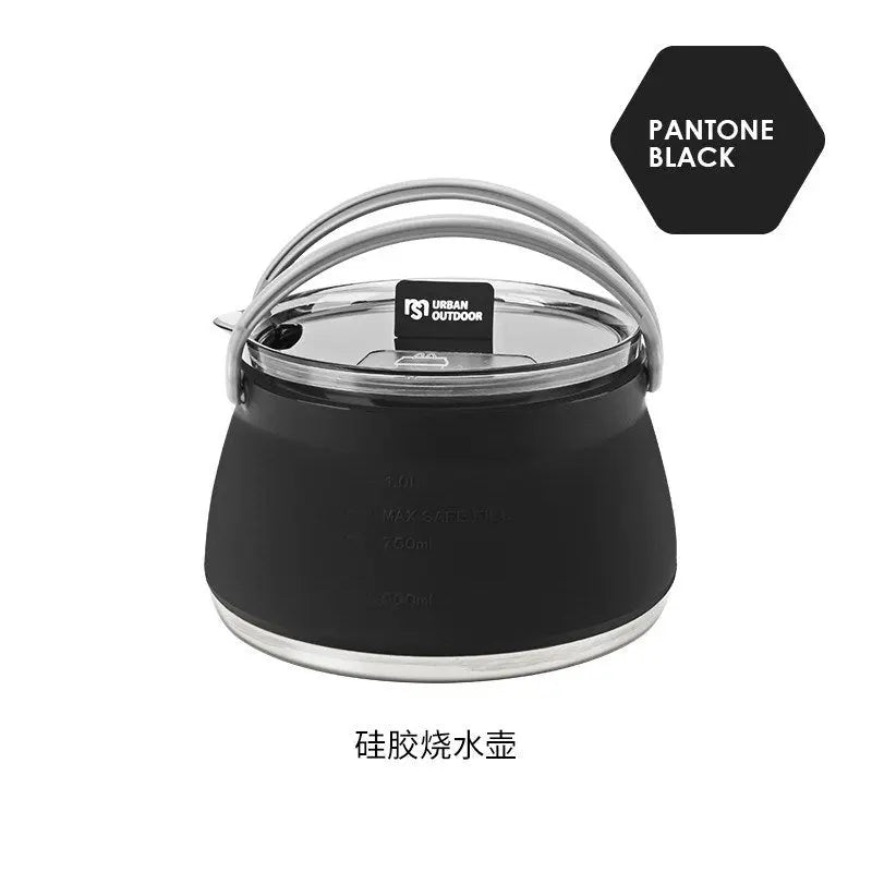 Silicone folding kettle portable wild camping outdoor open fire coffee tea cassette cooker cookware Doba