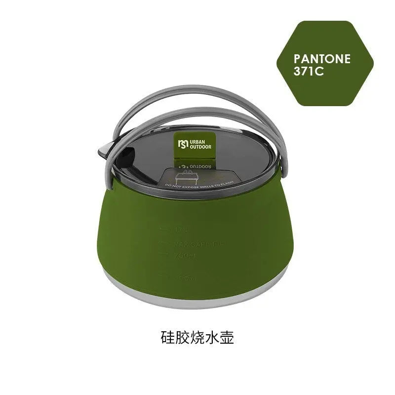 Silicone folding kettle portable wild camping outdoor open fire coffee tea cassette cooker cookware Doba