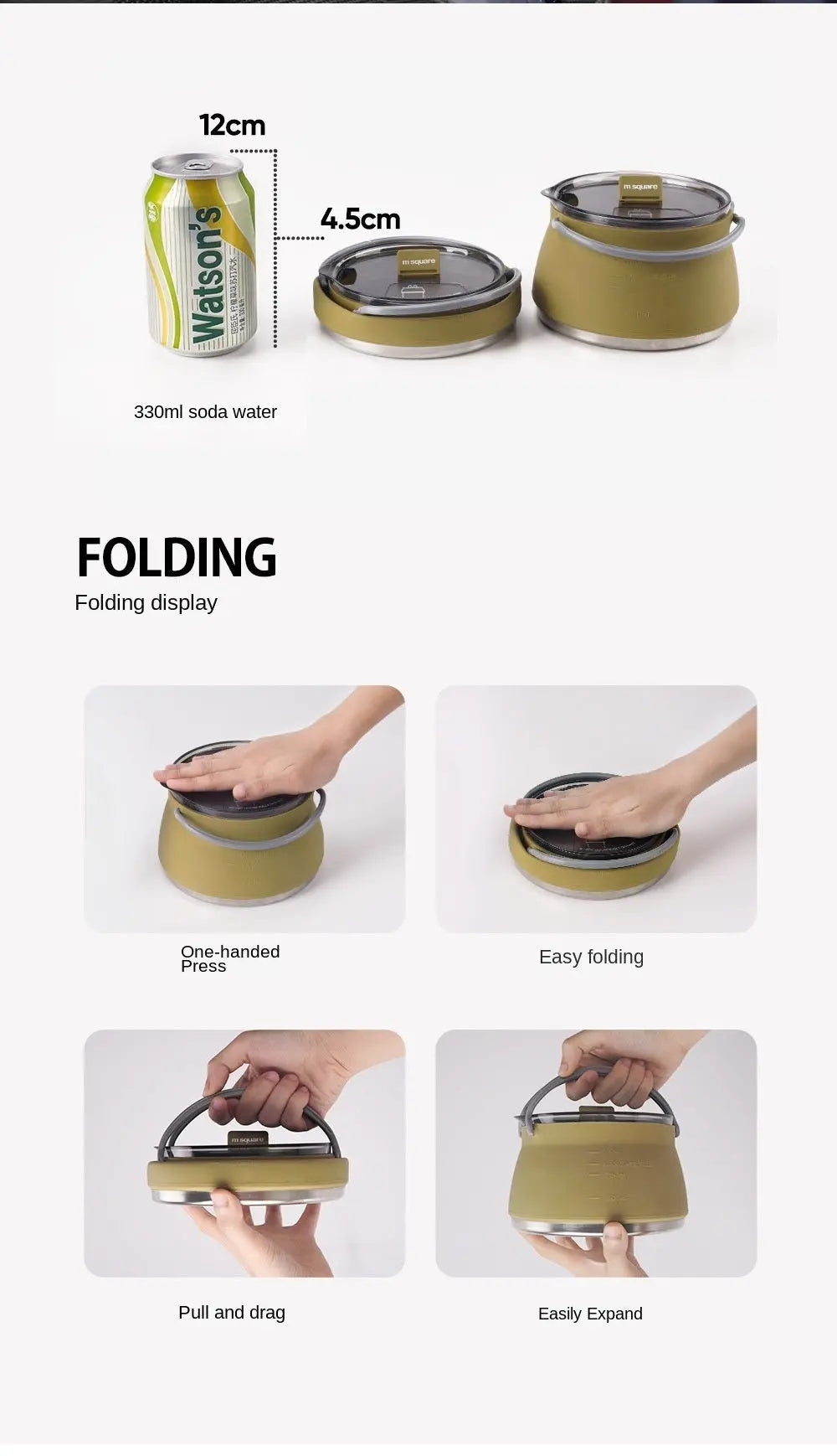 Silicone folding kettle portable wild camping outdoor open fire coffee tea cassette cooker cookware Doba