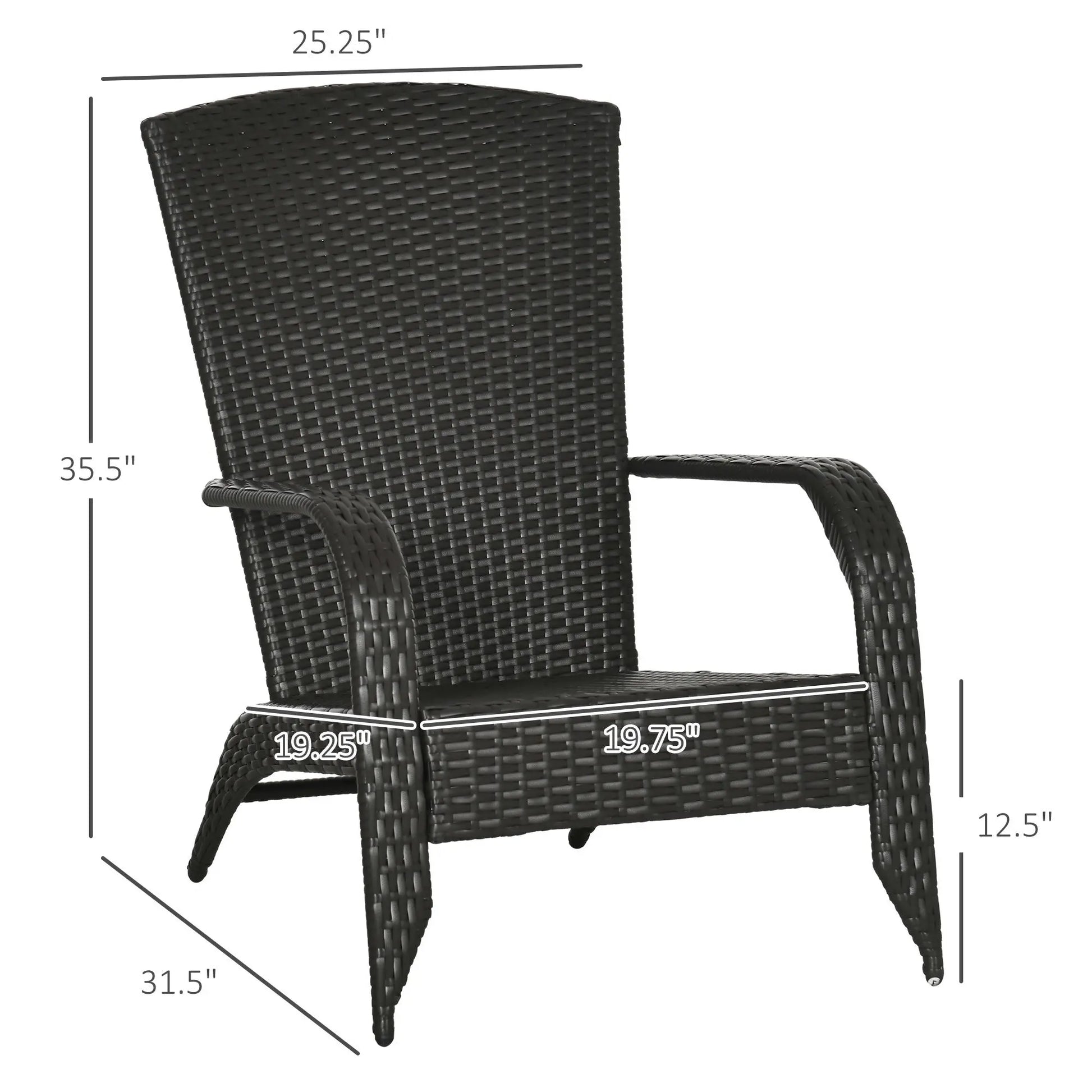 Outsunny Patio Wicker Adirondack Chair, Outdoor All-Weather Rattan Fire Pit Chair w/ Soft Cushions, Tall Curved Backrest and Comfortable Armrests for Deck or Garden, Cream White Doba