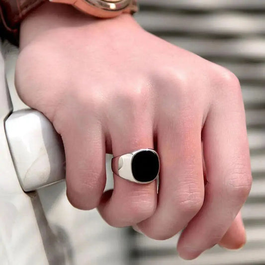 Solid Polished Stainless Steel Men Ring Band Biker Men Signet Ring Finger Jewelry famous designer black rings for men American Roasting Company