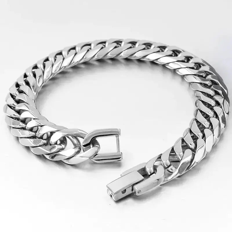 Stainless Steel Curb Dome Link Wristband Jewelry American Roasting Company