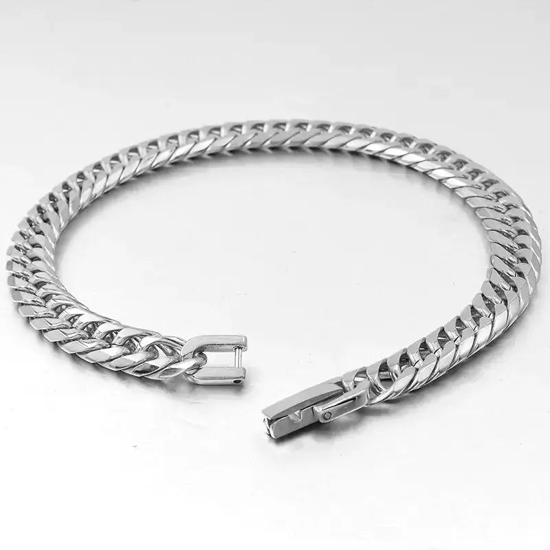 Stainless Steel Curb Dome Link Wristband Jewelry American Roasting Company