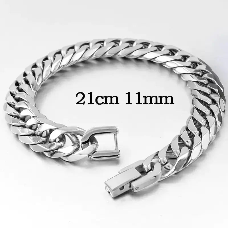 Stainless Steel Curb Dome Link Wristband Jewelry American Roasting Company