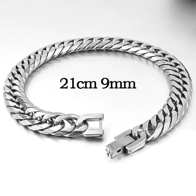 Stainless Steel Curb Dome Link Wristband Jewelry American Roasting Company