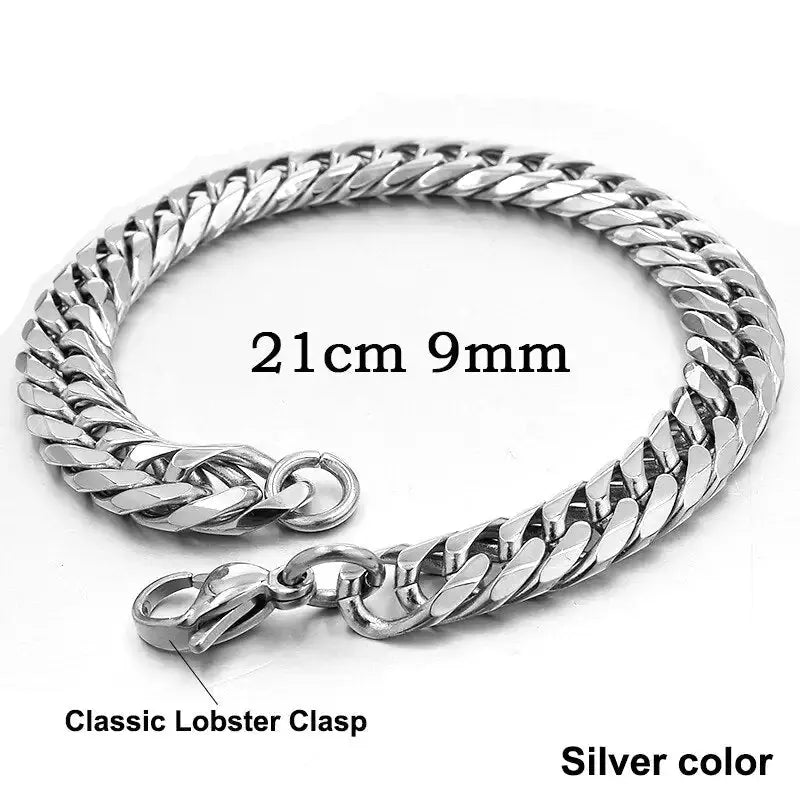 Stainless Steel Curb Dome Link Wristband Jewelry American Roasting Company