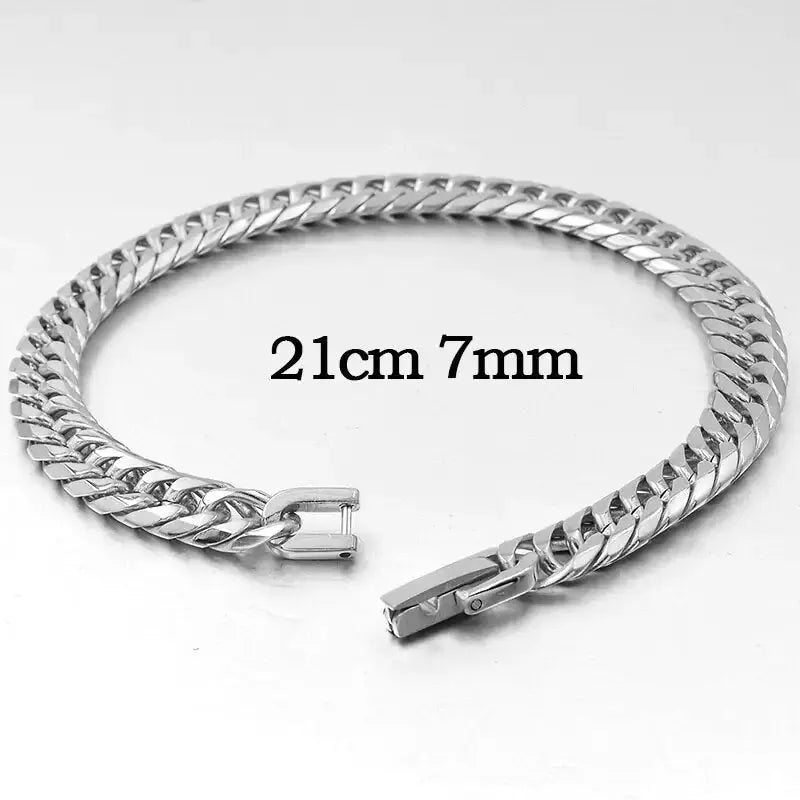 Stainless Steel Curb Dome Link Wristband Jewelry American Roasting Company