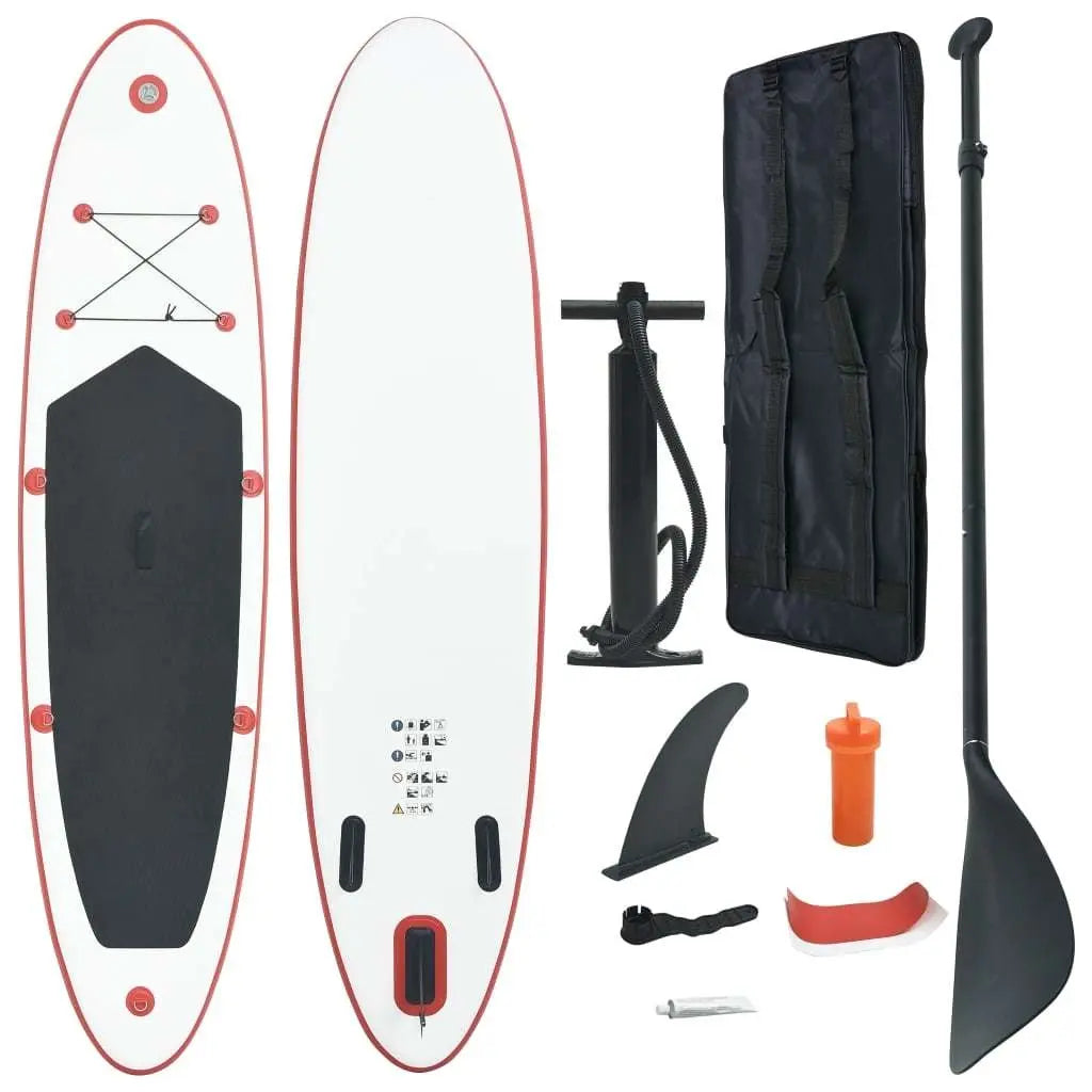 Stand Up Paddle Board Set SUP Surfboard Inflatable Red and White Set Doba