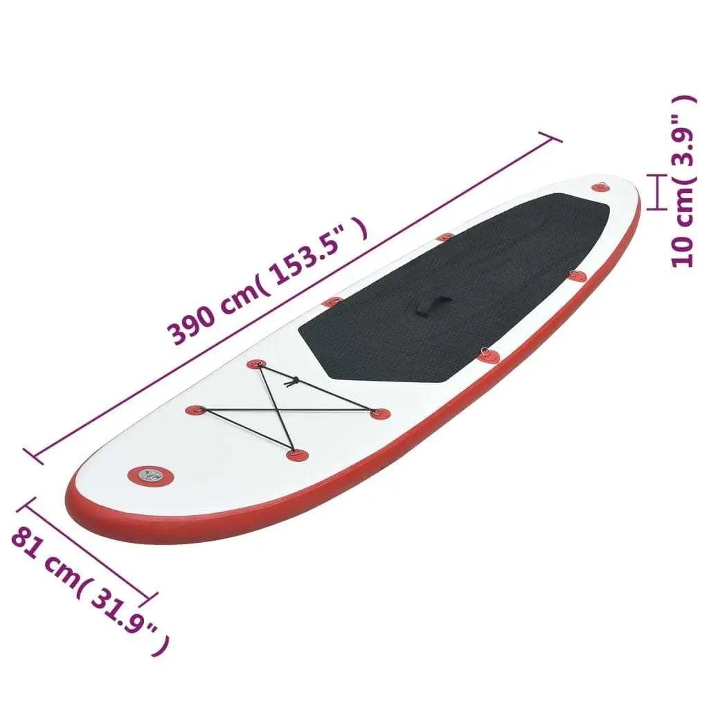 Stand Up Paddle Board Set SUP Surfboard Inflatable Red and White Set Doba