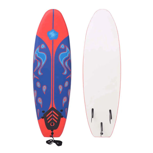 Stand Up Surf Boards, Surfboard Blue and Red 66.9" x 18.4" x 3.1" (L x W x T) Detachable Fin Sups Doba