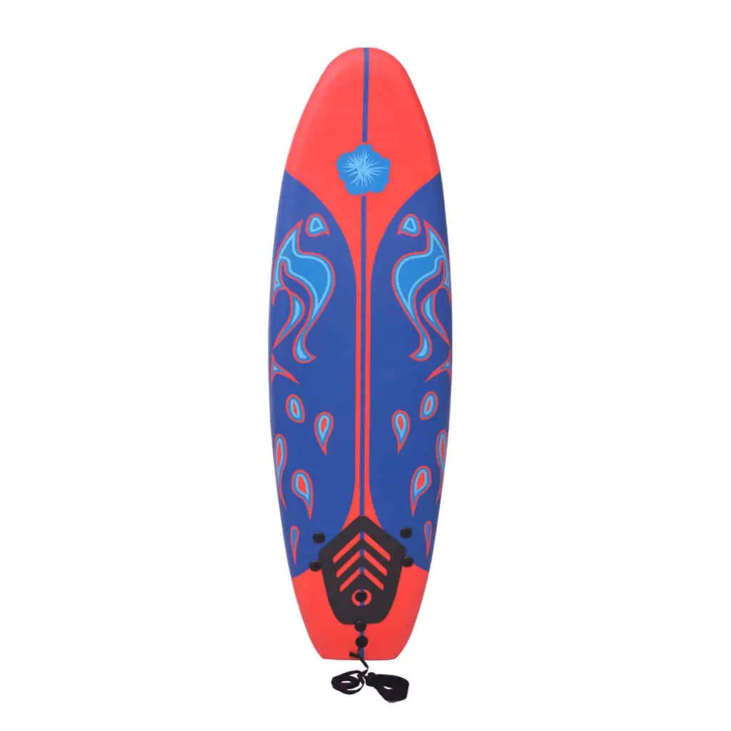 Stand Up Surf Boards, Surfboard Blue and Red 66.9" x 18.4" x 3.1" (L x W x T) Detachable Fin Sups Doba