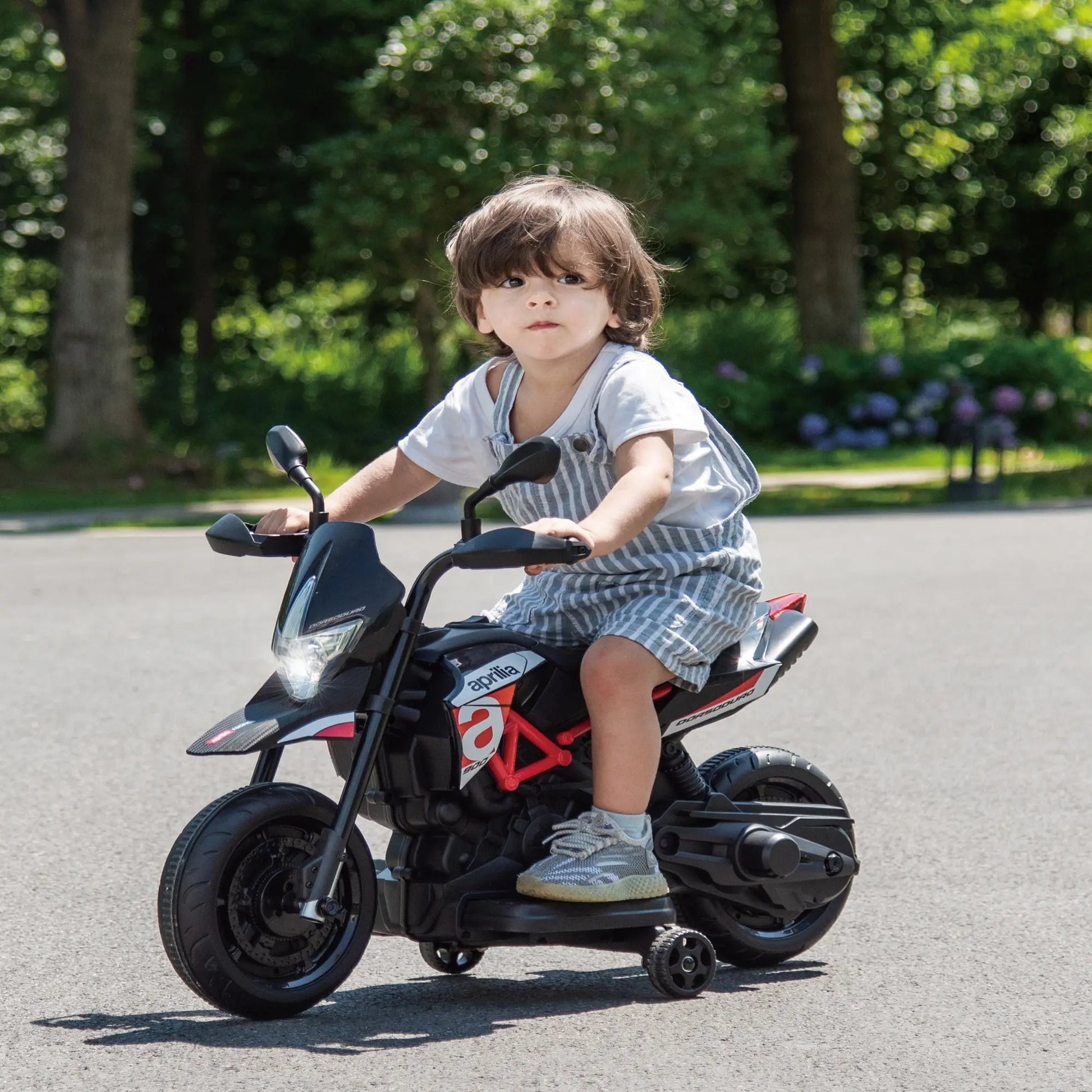 Kids Red, Licensed Aprilia Electric Motorcycle, 6V Kids Motorcycle, Ride On Toy w/Training Wheels, LED Lights, Sounds & Music, Battery Powered Dirt Bike for Boys & Girls Doba