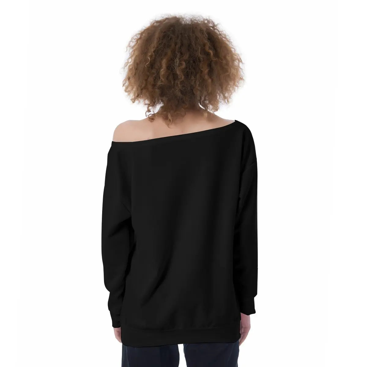 Trangware Oversized Women's Off-Shoulder Sweatshirt, Black Yoycol