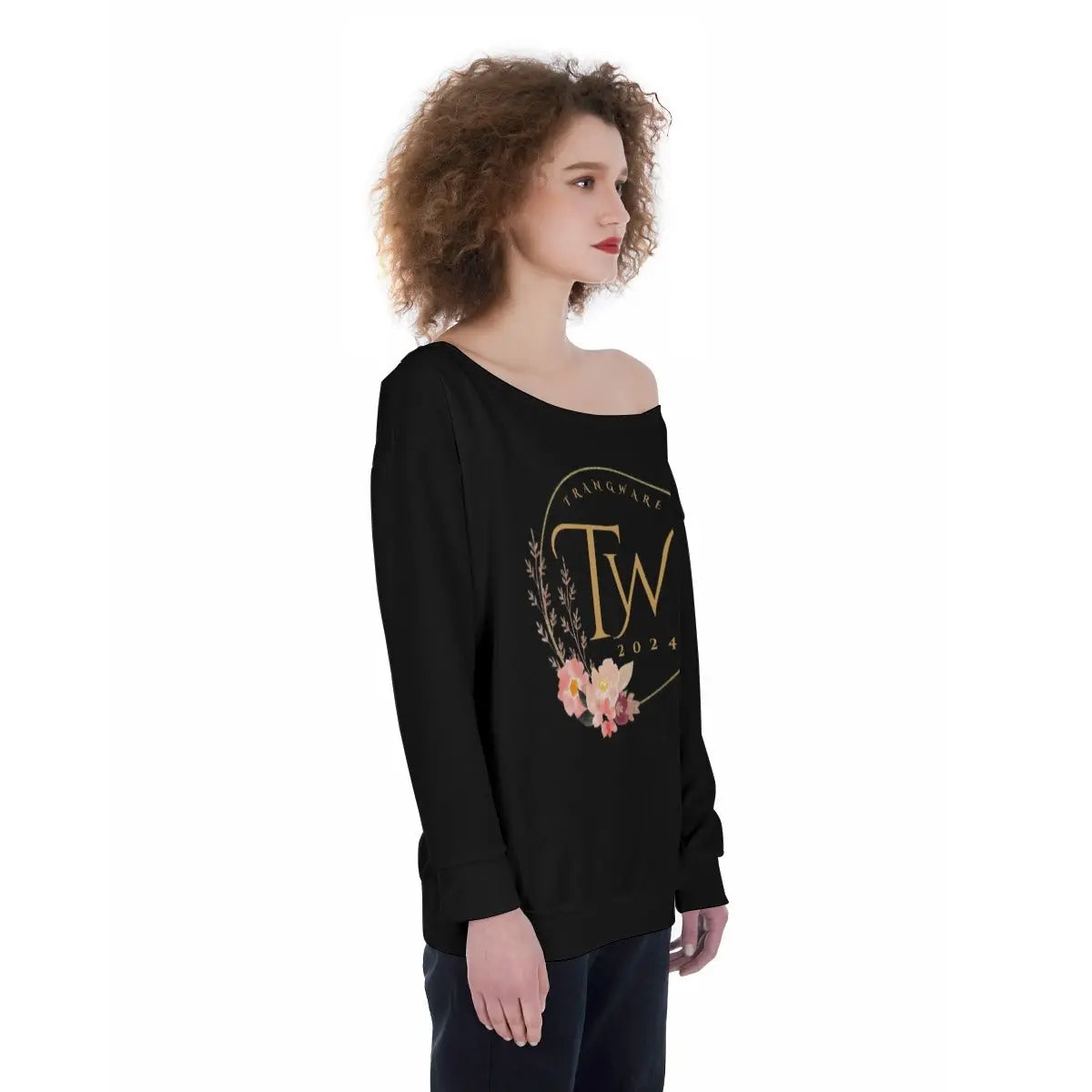 Trangware Oversized Women's Off-Shoulder Sweatshirt, Black Yoycol