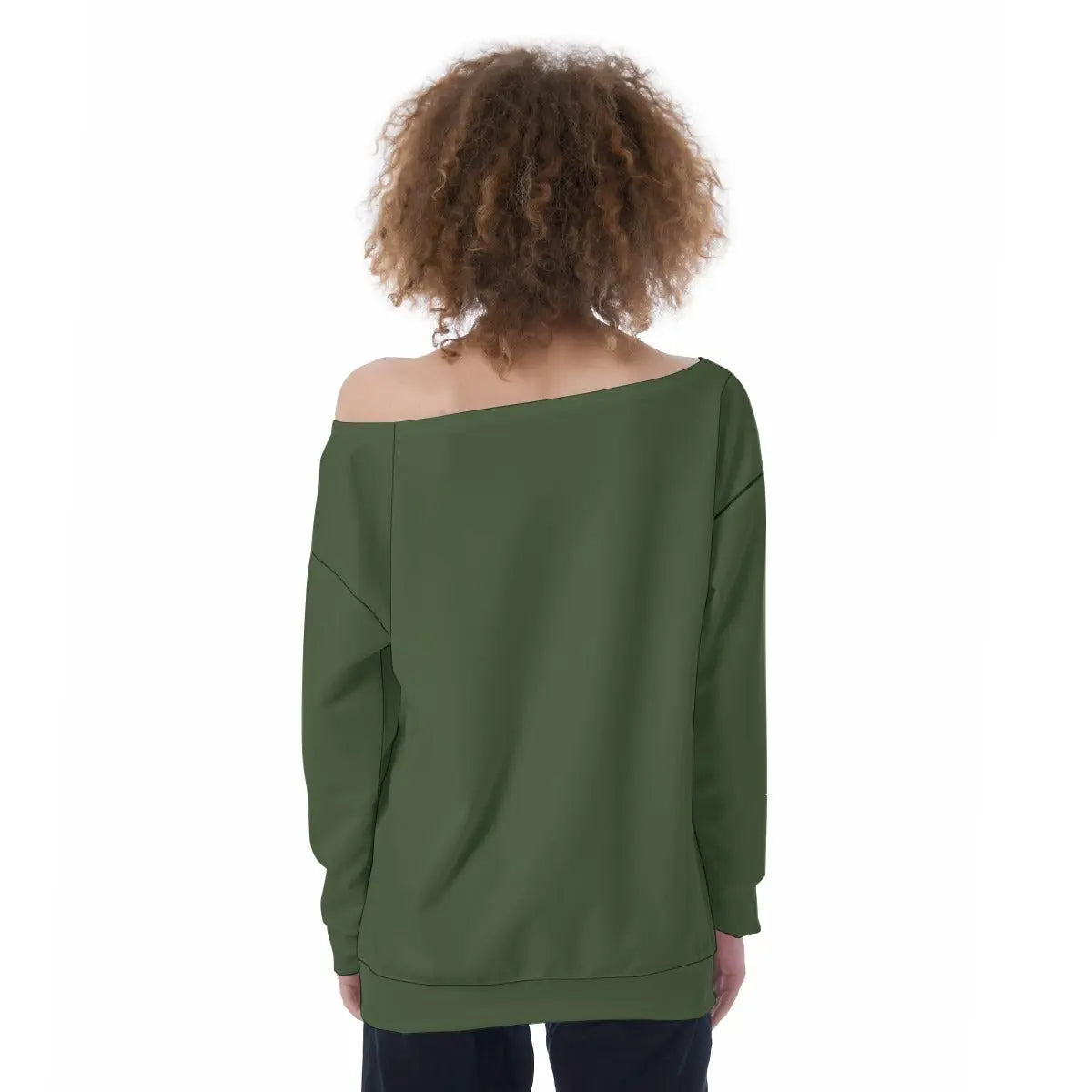 Trangware Oversized Women's Off-Shoulder Sweatshirt, Green Yoycol