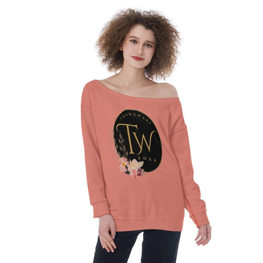 Trangware Oversized Women's Off-Shoulder Sweatshirt, Peach Yoycol