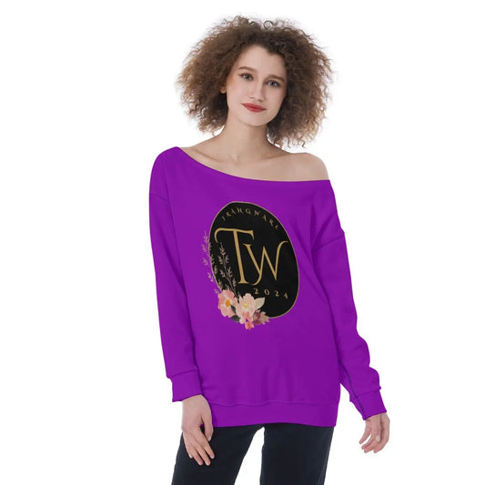 Trangware Oversized Women's Off-Shoulder Sweatshirt, Purple 2 Yoycol