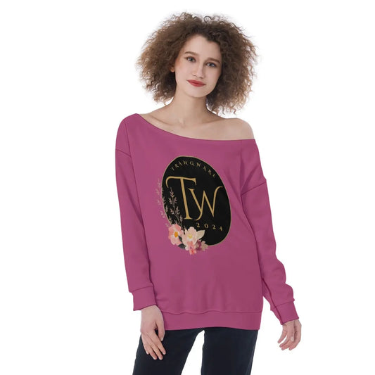 Trangware Oversized Women's Off-Shoulder Sweatshirt, Rose Gold Yoycol