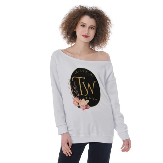 Trangware Oversized Women's Off-Shoulder Sweatshirt, White Yoycol