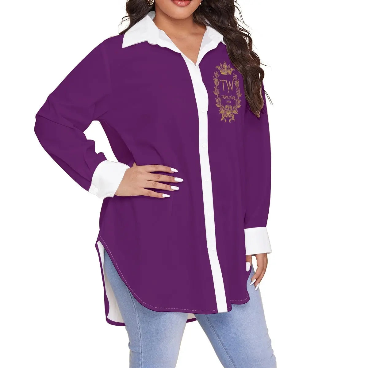 Trangware Plus Size Women's Shirt With Long Sleeve(Plus Size) Yoycol