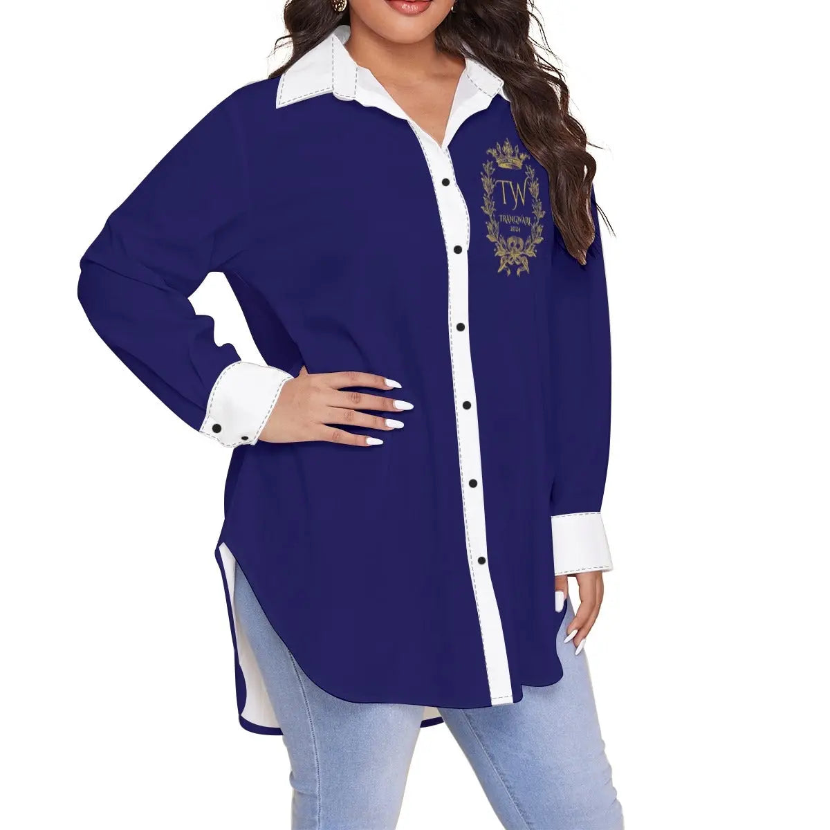 Trangware Plus Size Women's Shirt With Long Sleeve(Plus Size) Yoycol