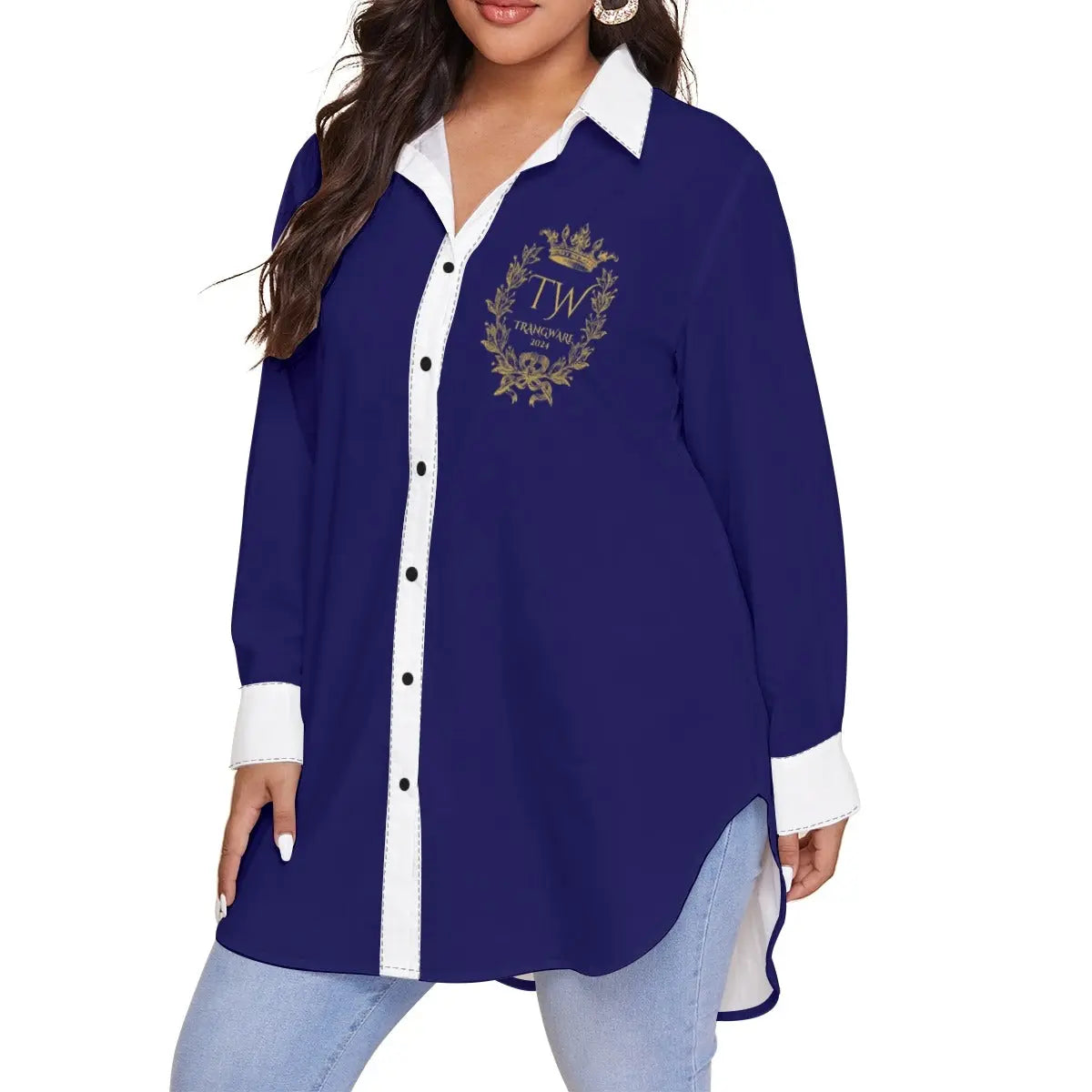 Trangware Plus Size Women's Shirt With Long Sleeve(Plus Size) Yoycol