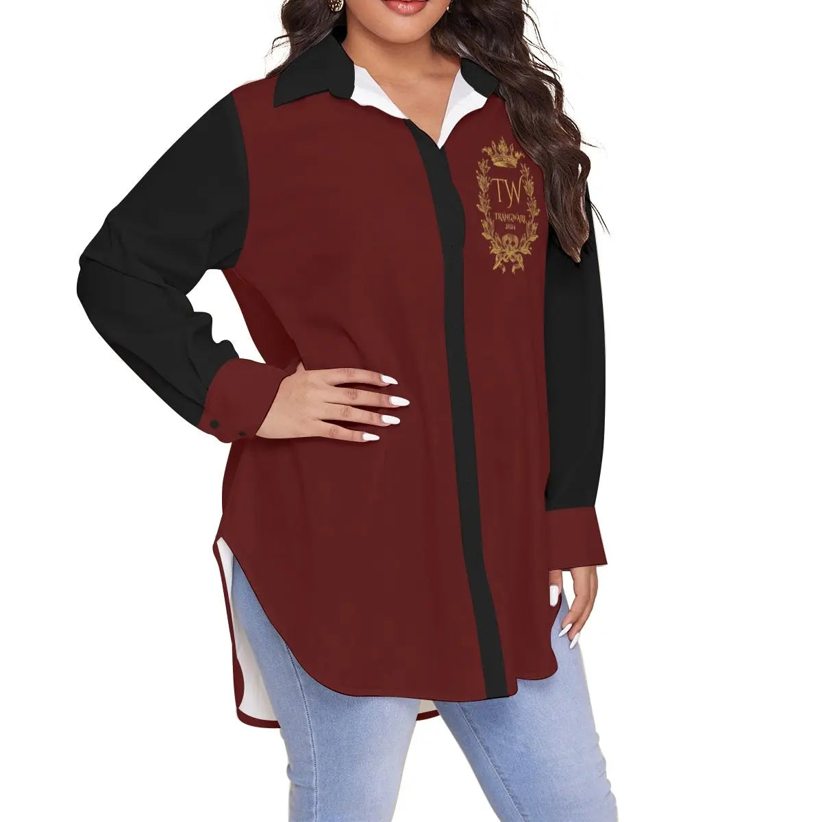 Trangware Plus Size Women's Shirt With Long Sleeve(Plus Size) Yoycol