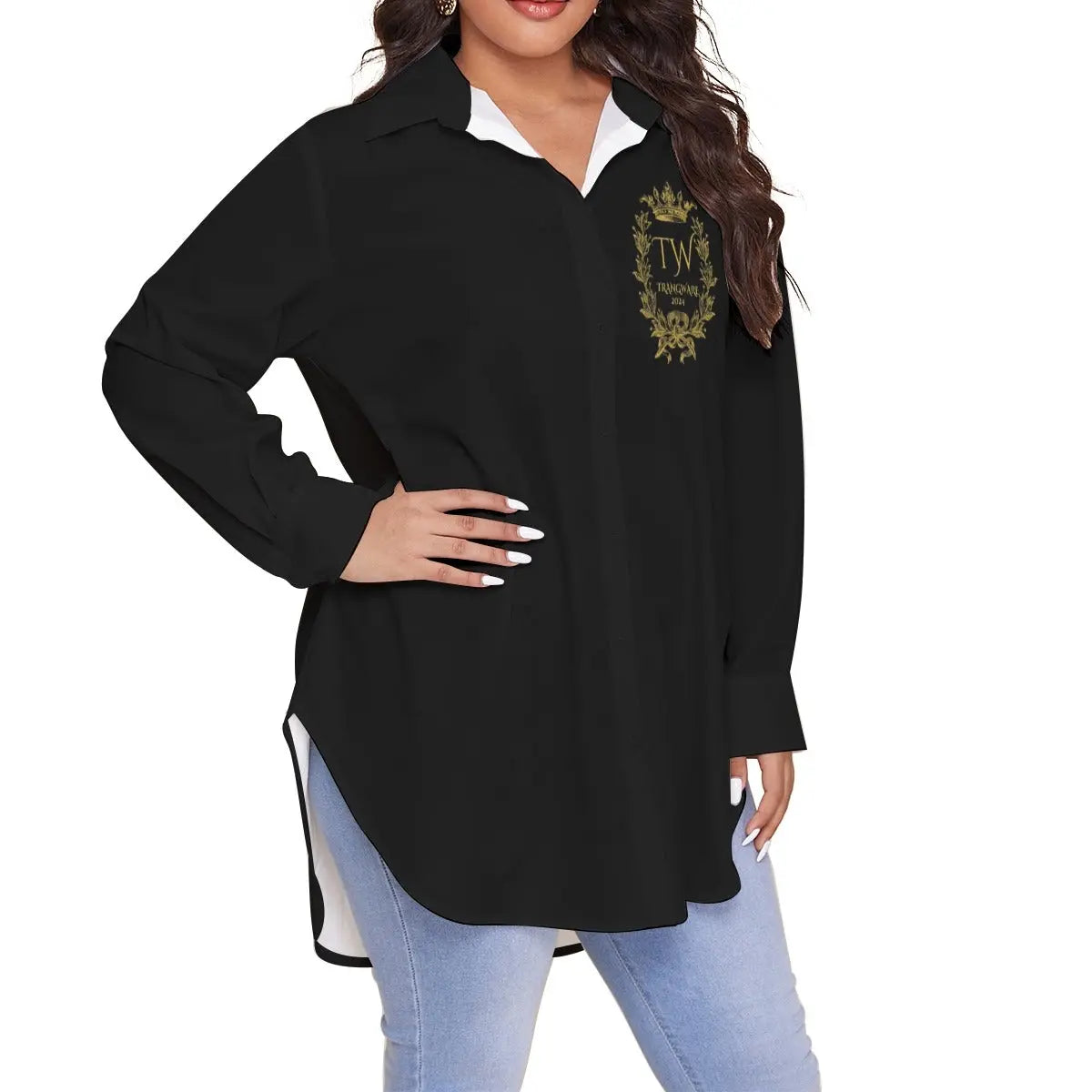 Trangware Plus Size Women's Shirt With Long Sleeve(Plus Size) Yoycol