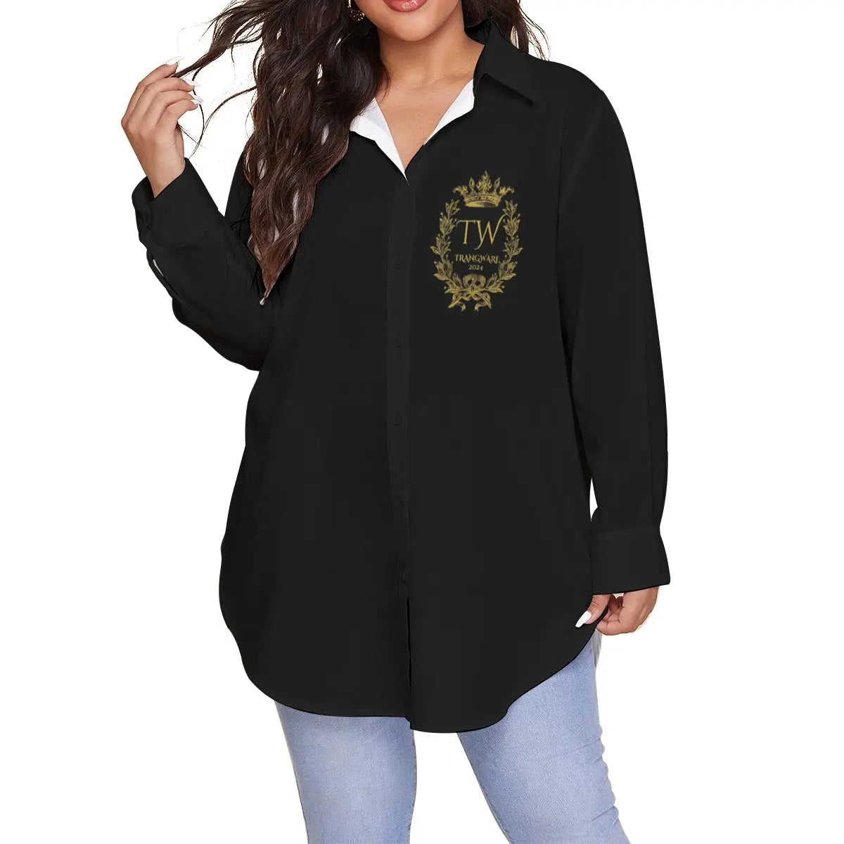 Trangware Plus Size Women's Shirt With Long Sleeve(Plus Size) Yoycol