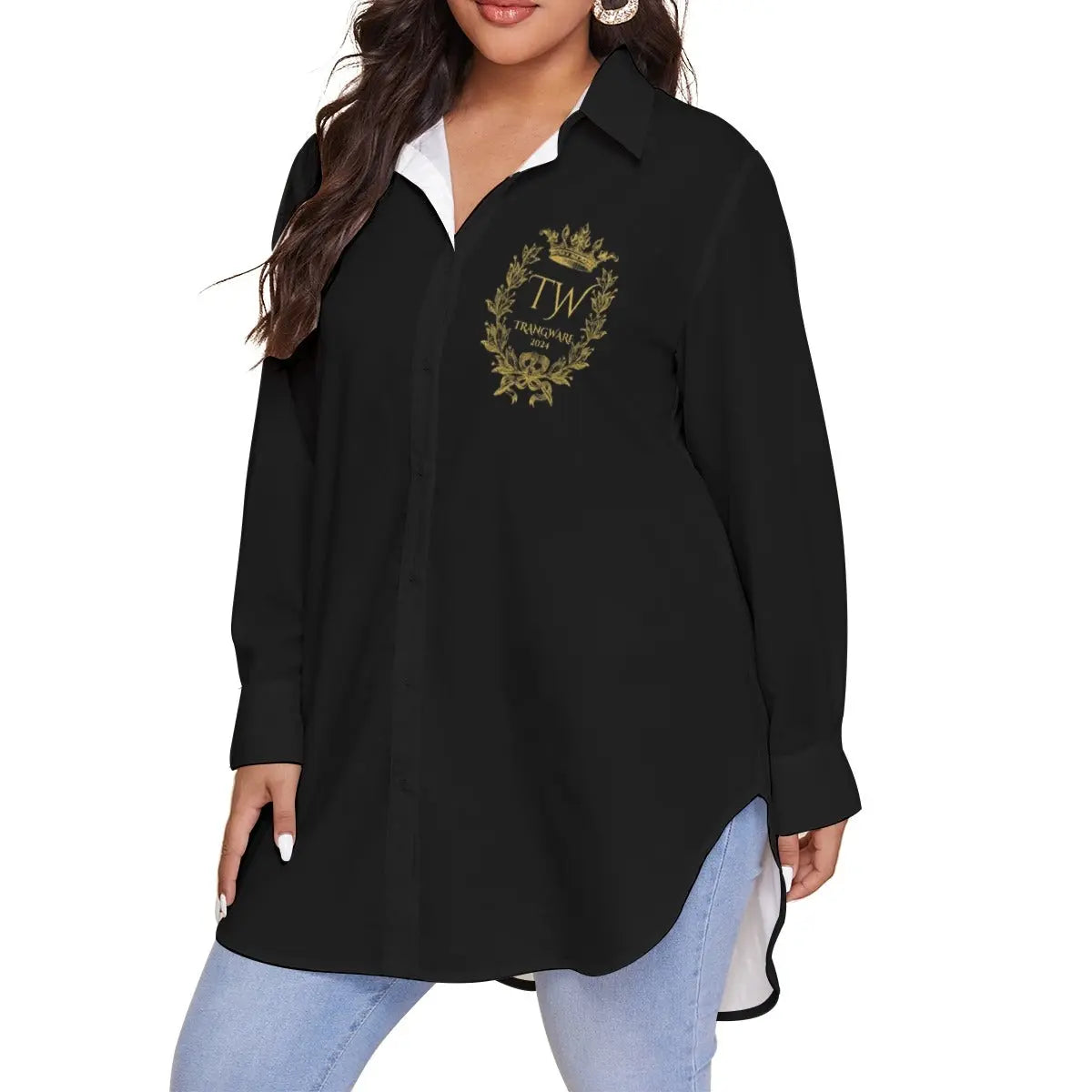 Trangware Plus Size Women's Shirt With Long Sleeve(Plus Size) Yoycol