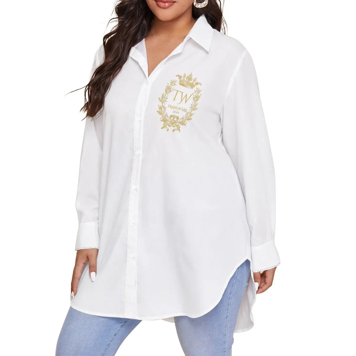 Trangware Plus Size Women's Shirt With Long Sleeve(Plus Size) Yoycol