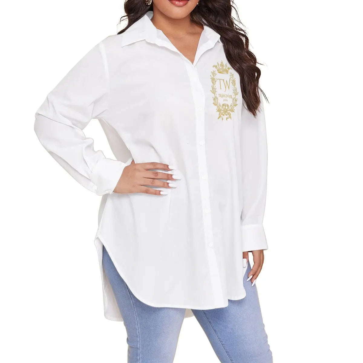 Trangware Plus Size Women's Shirt With Long Sleeve(Plus Size) Yoycol