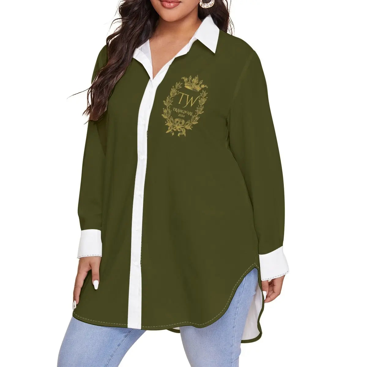 Trangware Plus Size Women's Shirt With Long Sleeve(Plus Size) Yoycol