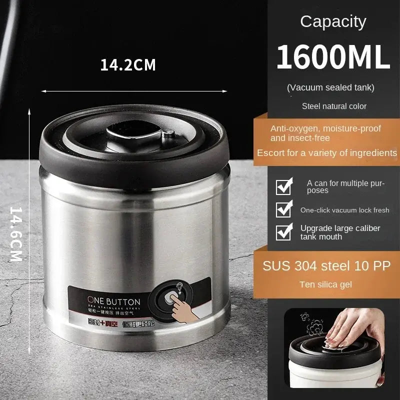 Vacuum Sealed Coffee Bean Container Stainless Steel Airtight Container Kitchen Food Grains Candy Keep Fresh Storage Jar American Roasting Company