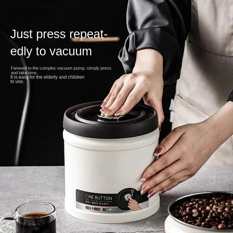 Vacuum Sealed Jug Coffee Beans Stainless Steel Airtight Container Kitchen Food Grains Candy Keep Fresh Storage Jar American Roasting Company