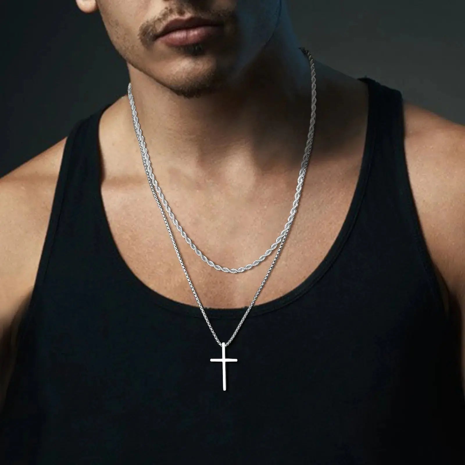 Vnox Mens Cross Necklaces American Roasting Company