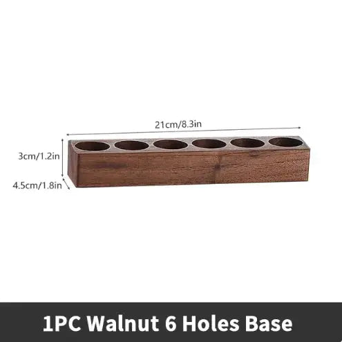 Walnut Wood Coffee & Tea Storage Tube Set - Glass Containers with Display Rack American Roasting Company