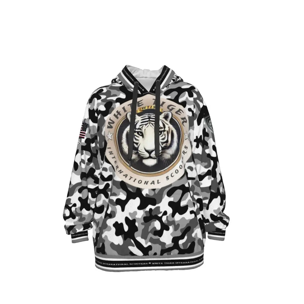 White Tiger International Scooters Limited Edition Unisex Pullover Hoodie, Camo White Yoycol