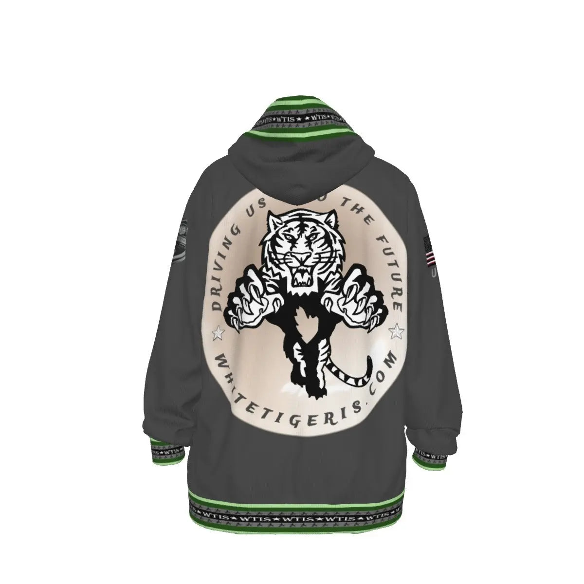 White Tiger International Scooters Limited Edition Unisex Pullover Hoodie, Plunging Pearl Tiger Yoycol