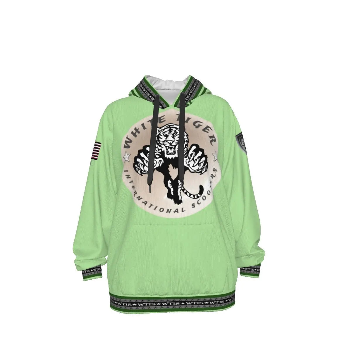 White Tiger International Scooters Limited Edition Unisex Pullover Hoodie, Plunging Pearl Tiger Yoycol