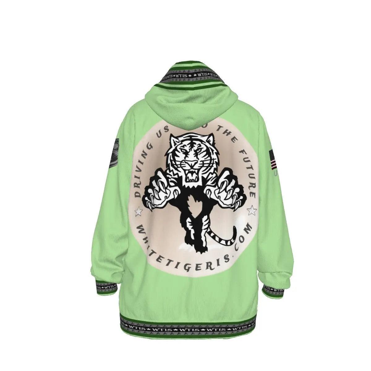 White Tiger International Scooters Limited Edition Unisex Pullover Hoodie, Plunging Pearl Tiger Yoycol