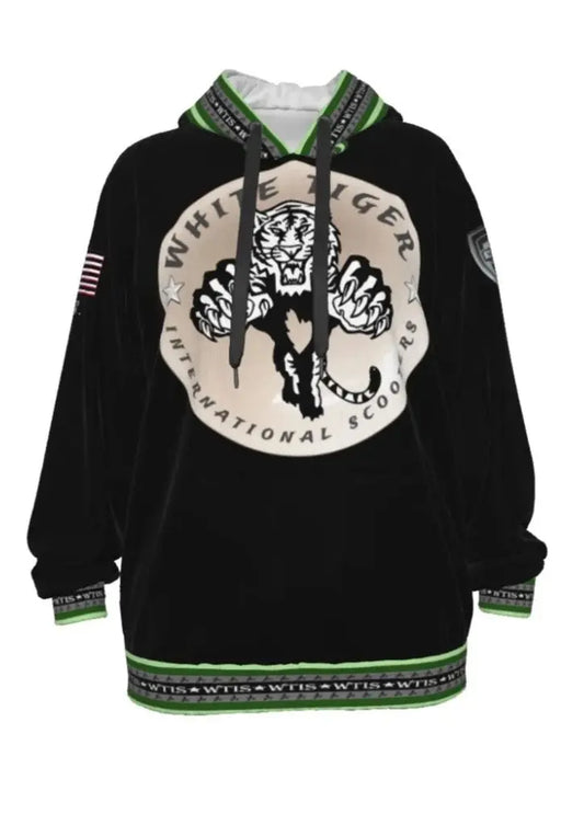 White Tiger International Scooters Limited Edition Unisex Pullover Hoodie, Plunging Pearl Tiger Yoycol