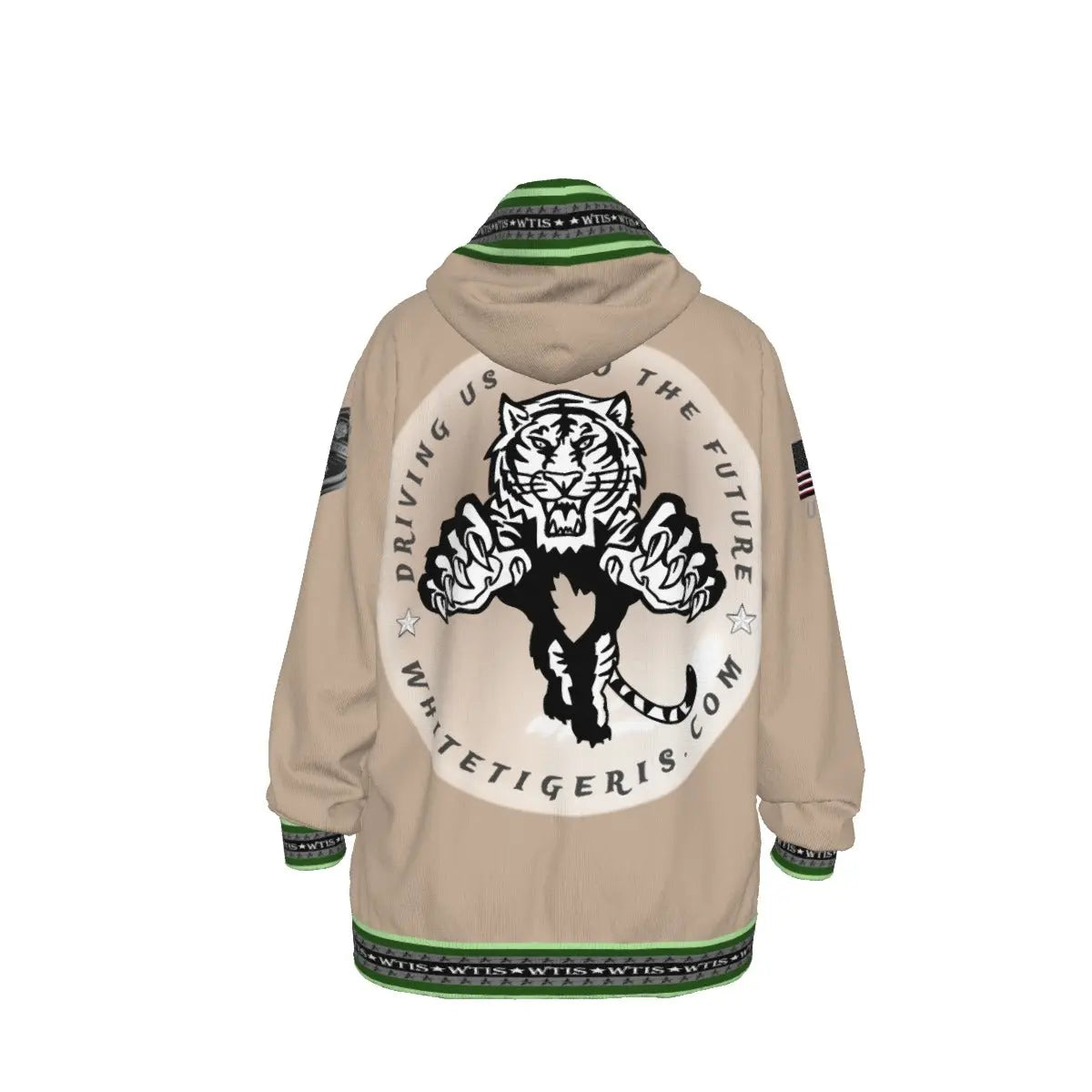 White Tiger International Scooters Limited Edition Unisex Pullover Hoodie, Plunging Pearl Tiger Yoycol